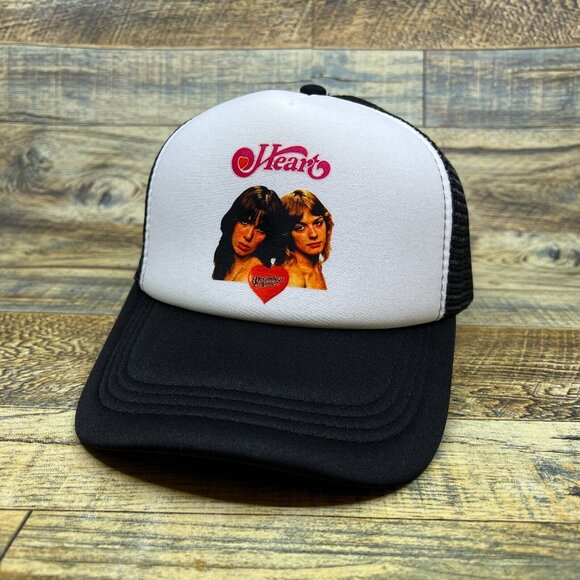 Heart Rock And Roll Unisex Trucker Hat Black Snapback Crazy On You Baseball Cap - Picture 3 of 7